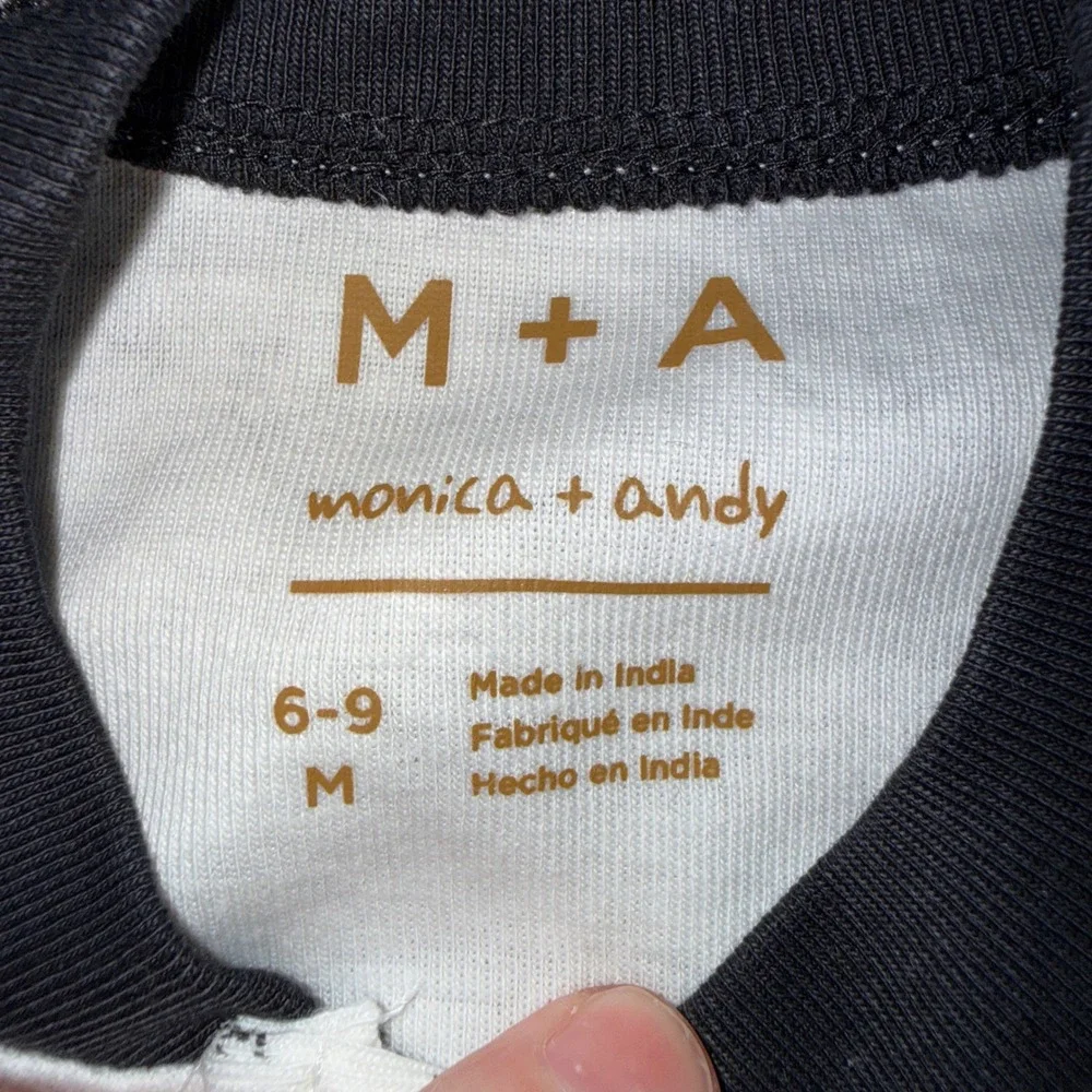 Monica + Andy Coverall Bib Set Kids 6-9M New Skeleton Organic Cotton White Black
